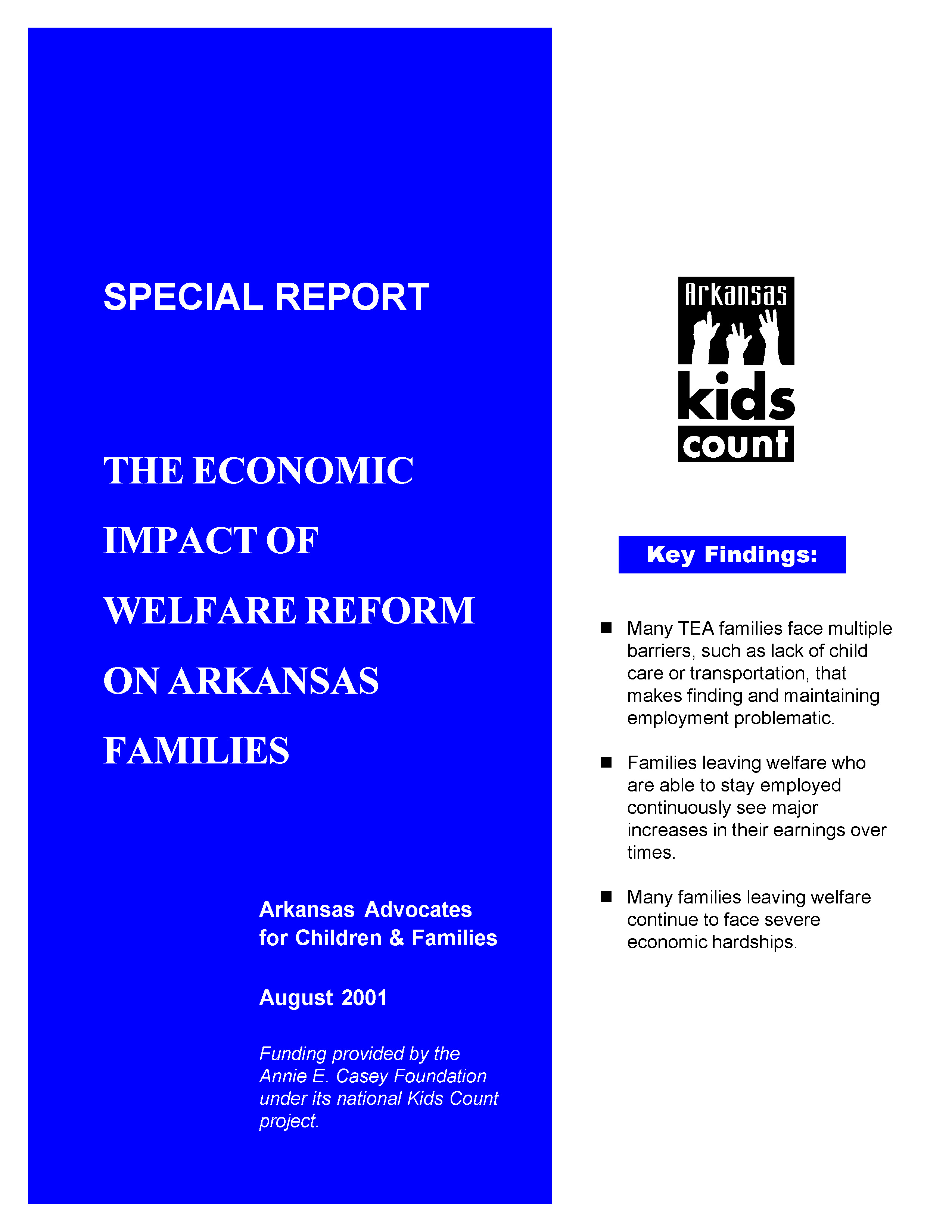 Special Report The Economic Impact of Welfare Reform on Arkansas